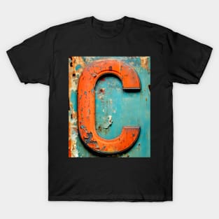 Rusty Letter C Antique Monogram Letter C Initial Alphabet T-Shirt